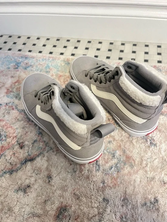 Vans Gray Suede High-Top Sneakers with White Stripe - Picture 2 of 4